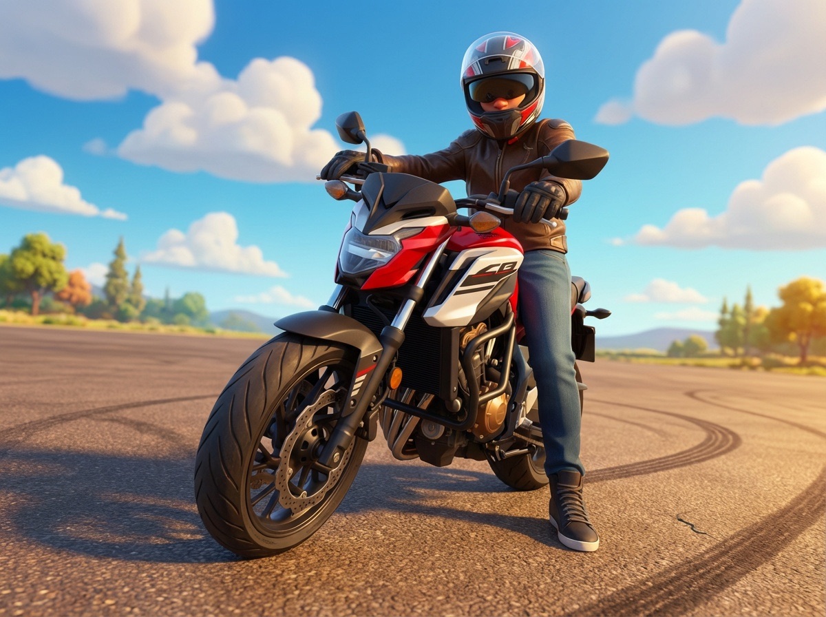 Flügel-Motorrad in Schräglage beim Training